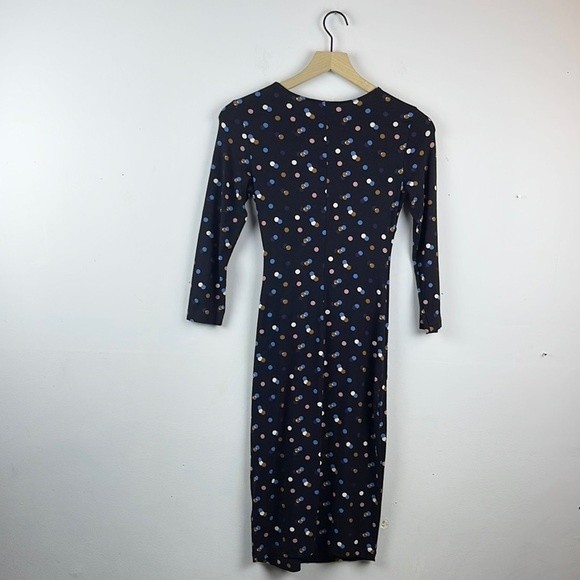 Boden Rosalie Polka Dot Jersey Knit Twist Front Dress Navy Blue Size 2 - Picture 6 of 8